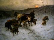 Christian Mali Winter evening after the cattle market USA oil painting artist